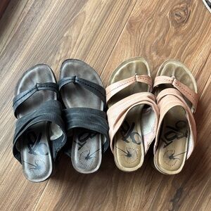 Tan and Black wedge by OTBT 
Comfy